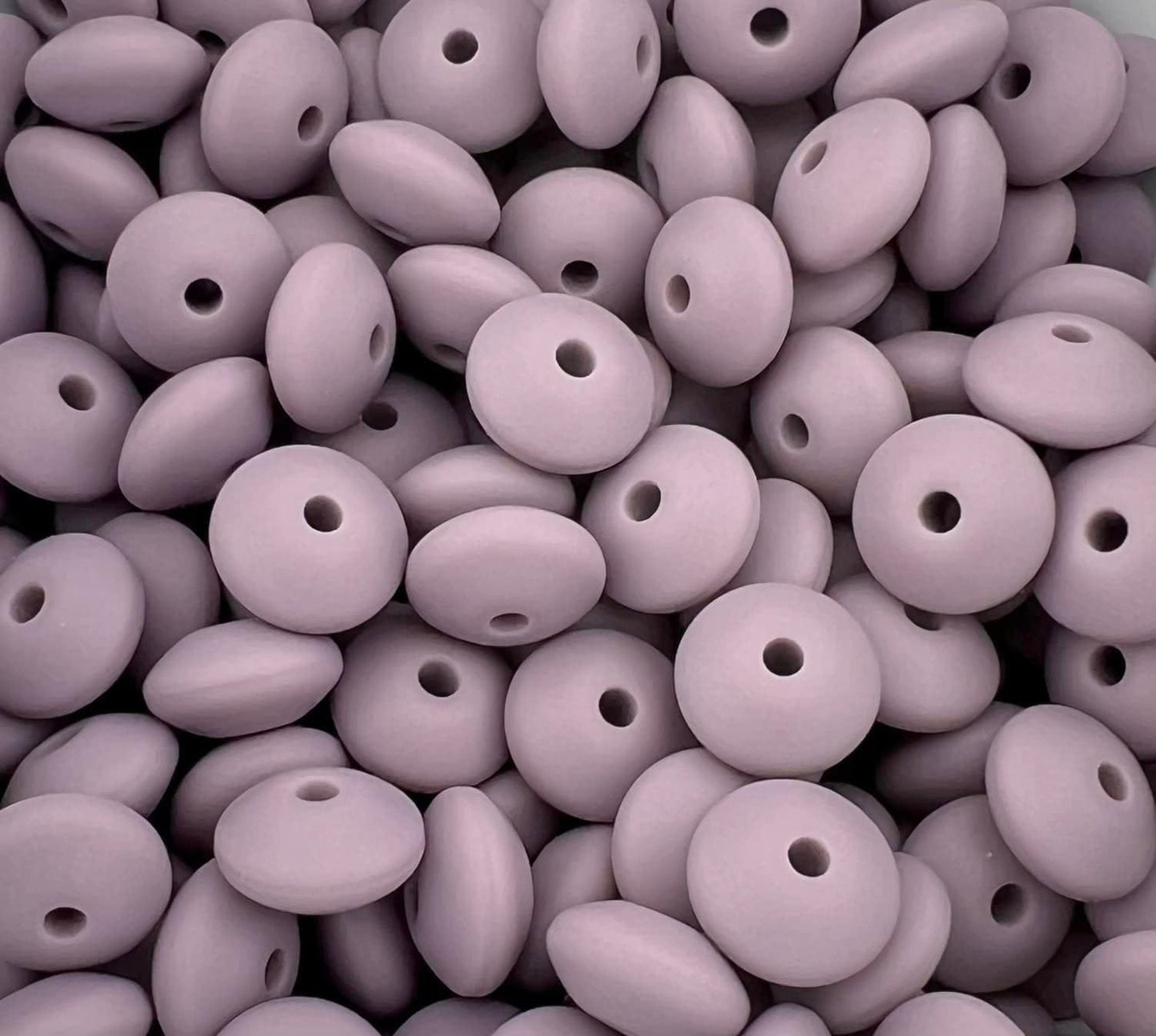 Bag of 100 12mm Wisteria Solid Silicone Lentil Beads