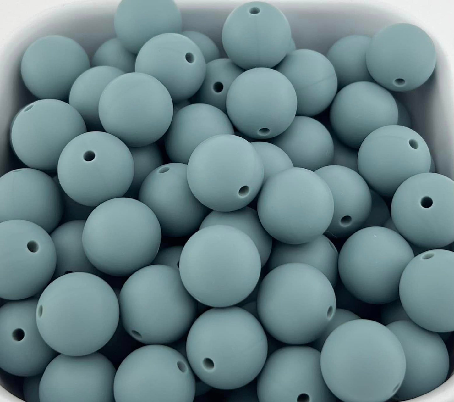 Pack of 100 15mm Storm Grey Solid Silicone Beads