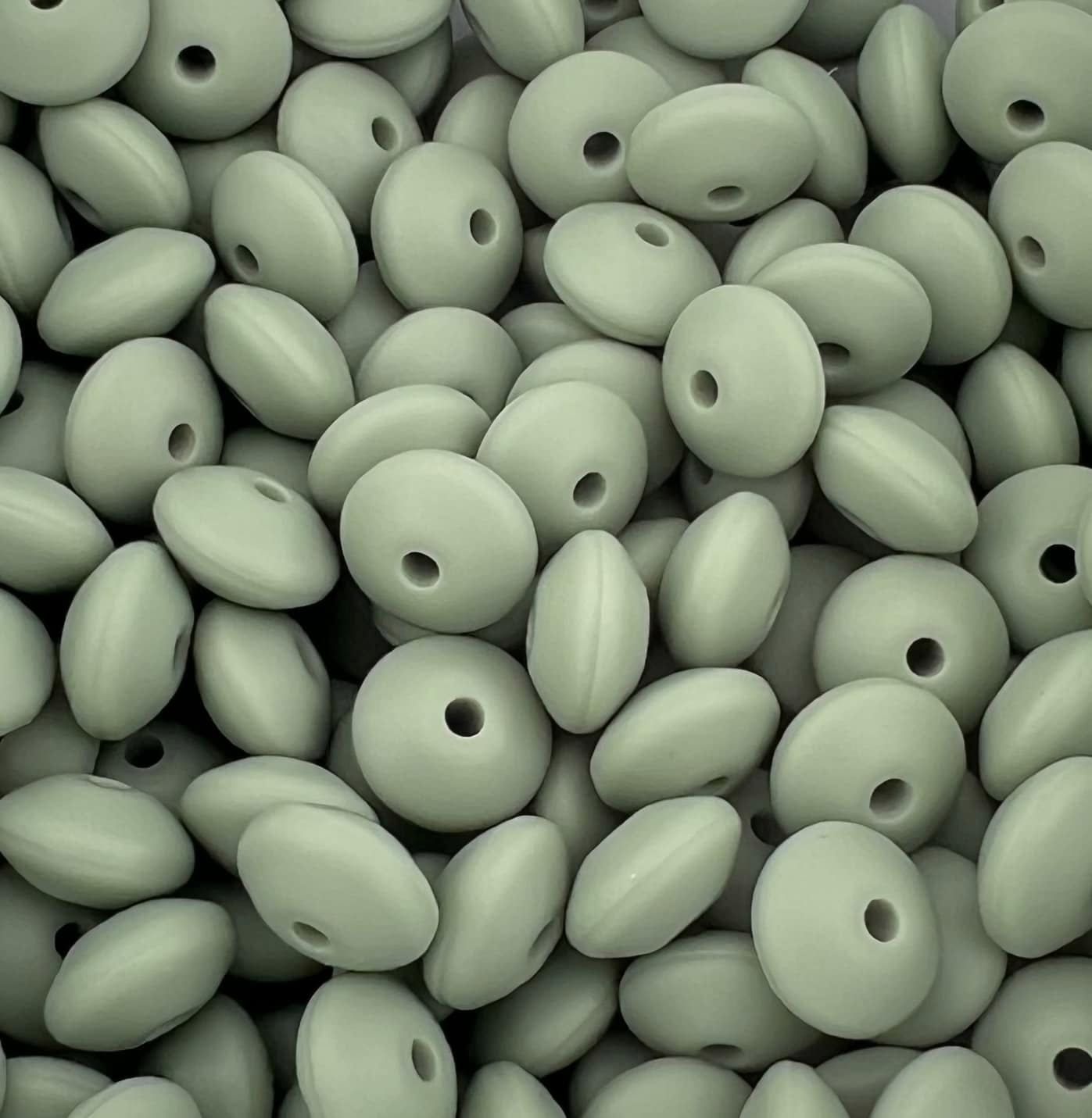 Bag of 100 12mm Laurel Solid Silicone Lentil Beads