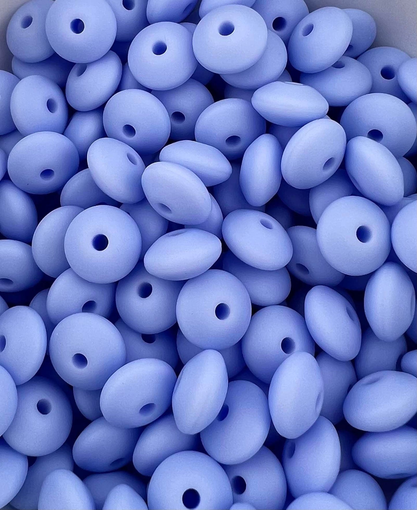 Bag of 100 12mm Light Periwinkle Solid Silicone Lentil Beads