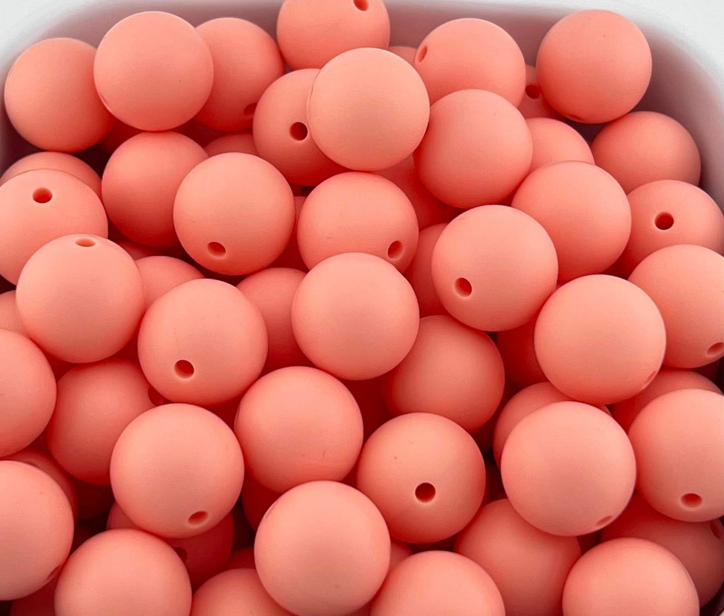 Pack of 100 15mm Peach Fizz Solid Silicone Beads