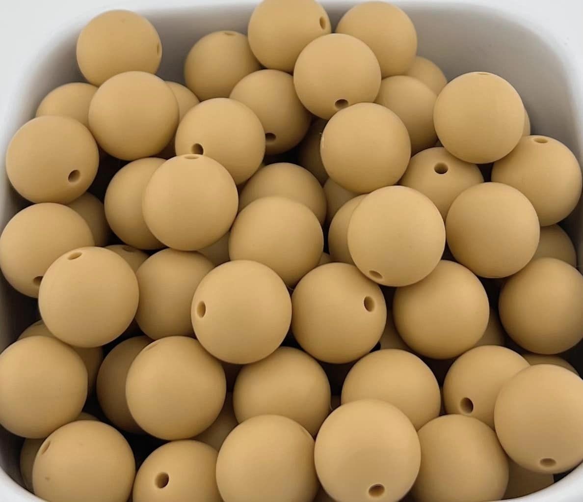 Pack of 100 15mm Wheat Solid Silicone Beads