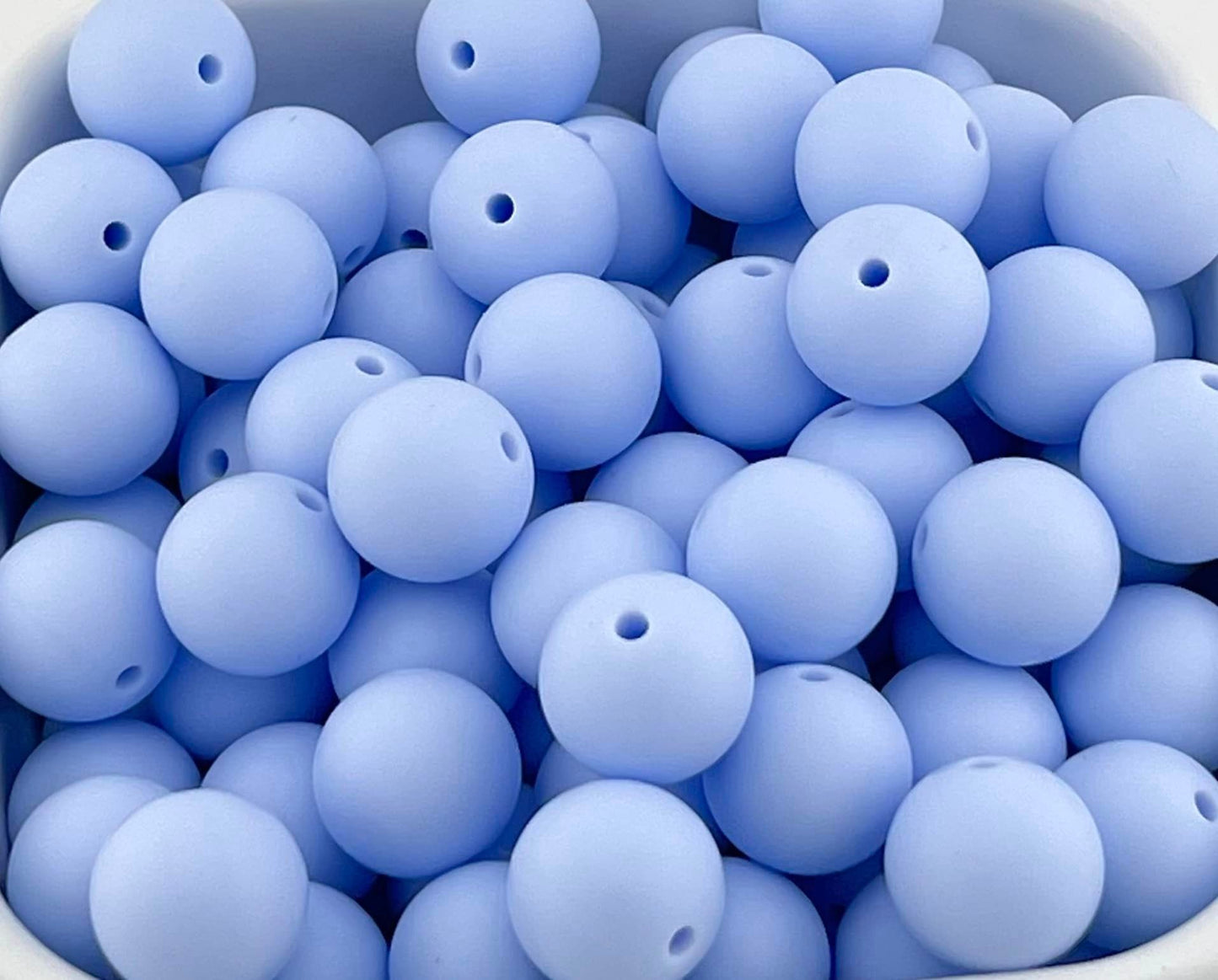 Pack of 60 15mm Baby Blue Solid Silicone Beads