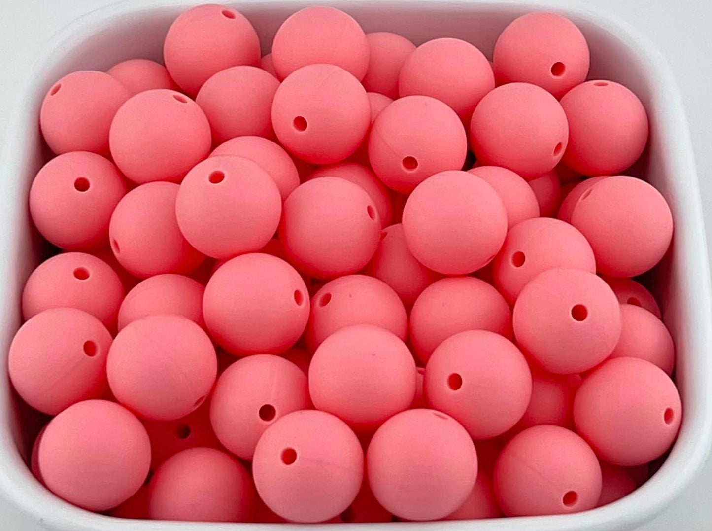 Pack of 100 15mm Pale Pink Solid Silicone Beads