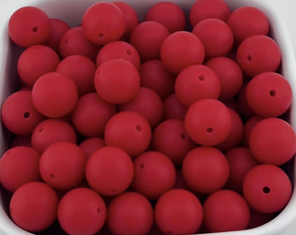 Pack of 100 15mm Royal Red Solid Silicone Beads
