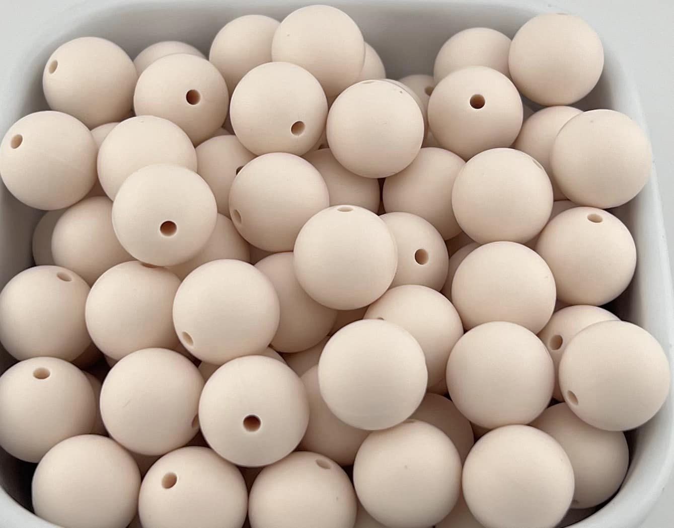 Pack of 100 15mm Bone Solid Silicone Beads