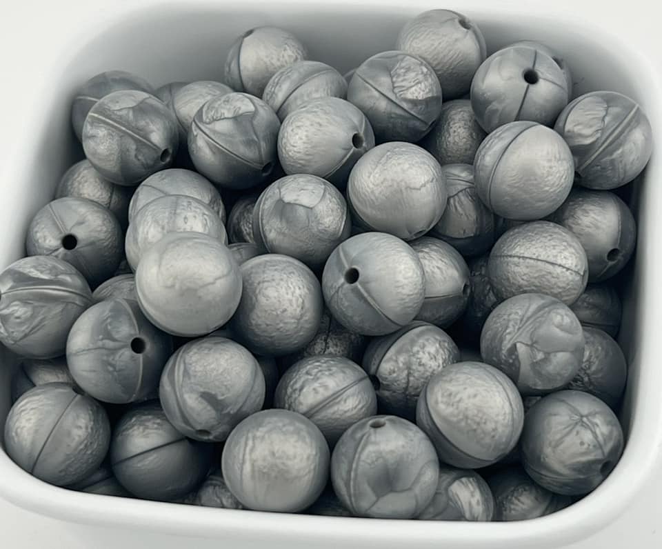 Pack of 100 15mm Nickel Pearl Solid Silicone Beads