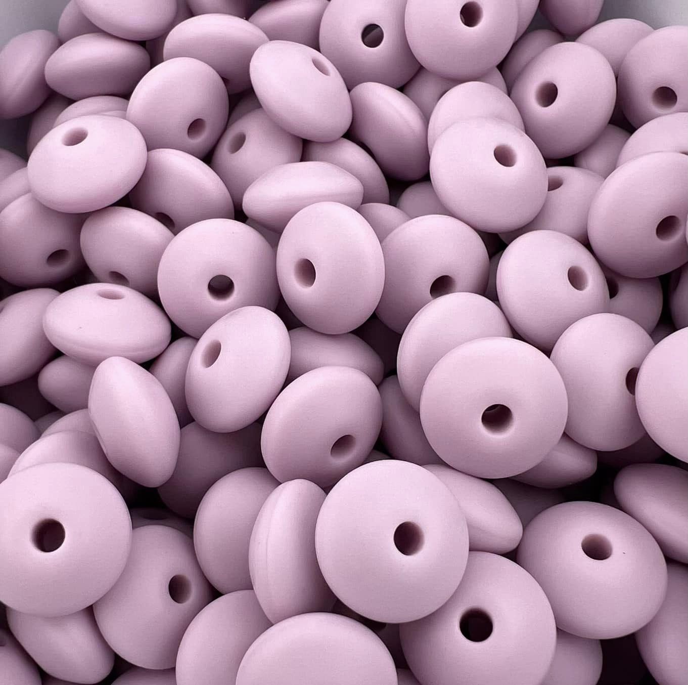 Bag of 100 12mm Pale Wisteria Solid Silicone Lentil Beads