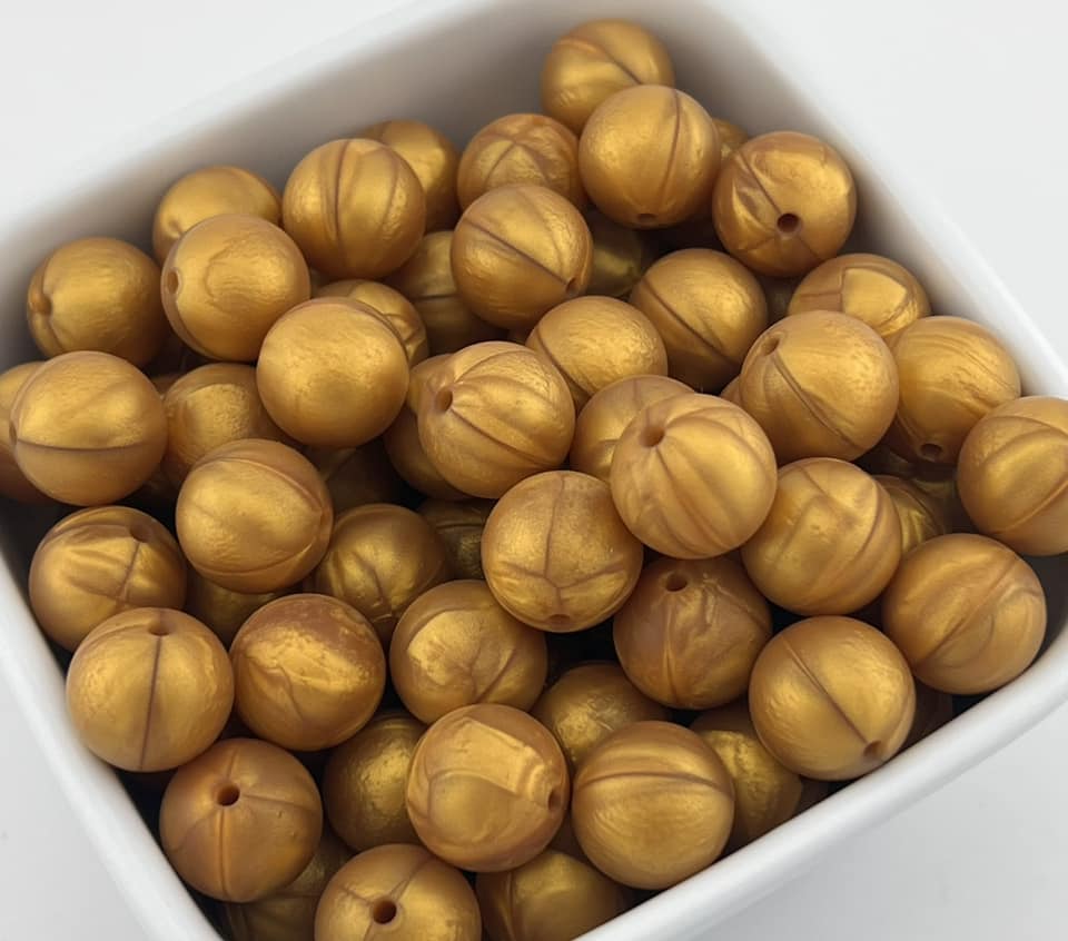 Pack of 100 15mm Dark Gold Pearl Solid Silicone Beads