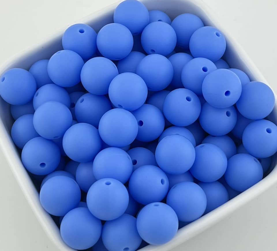 Pack of 100 15mm Periwinkle Solid Silicone Beads