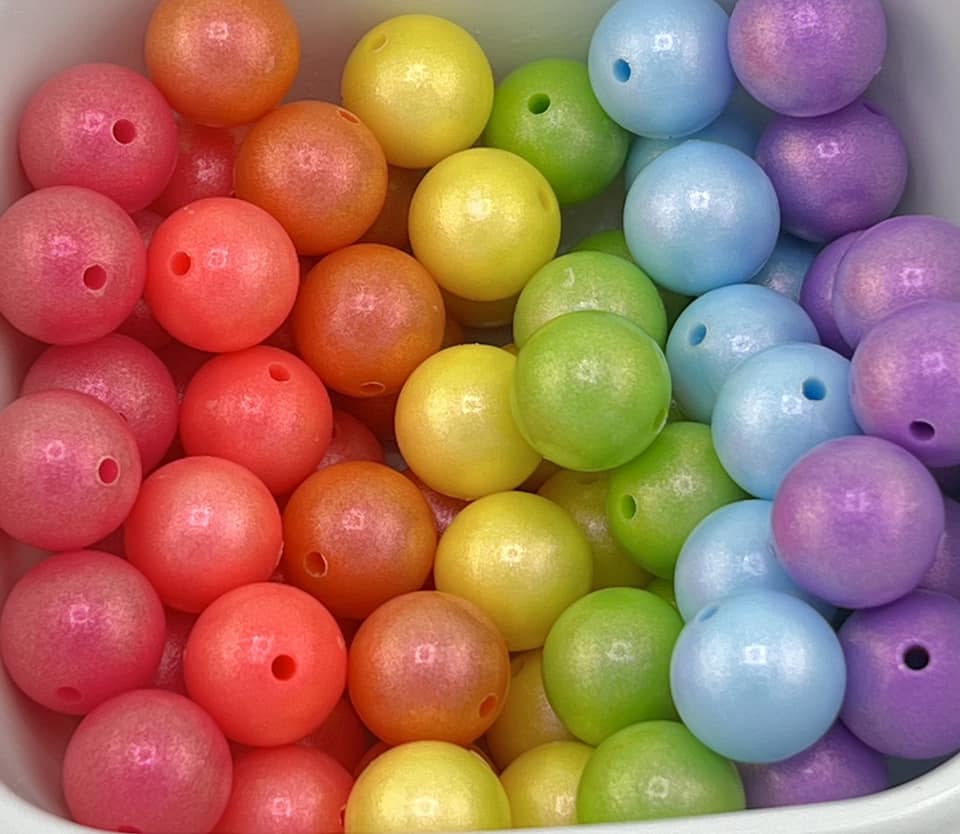 15mm Neons Opal Silicone Bead Set