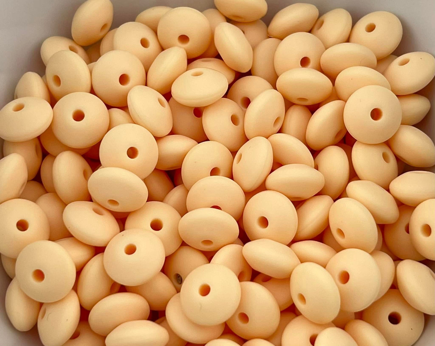 Bag of 100 12mm BEIGE Solid Silicone Lentil Beads