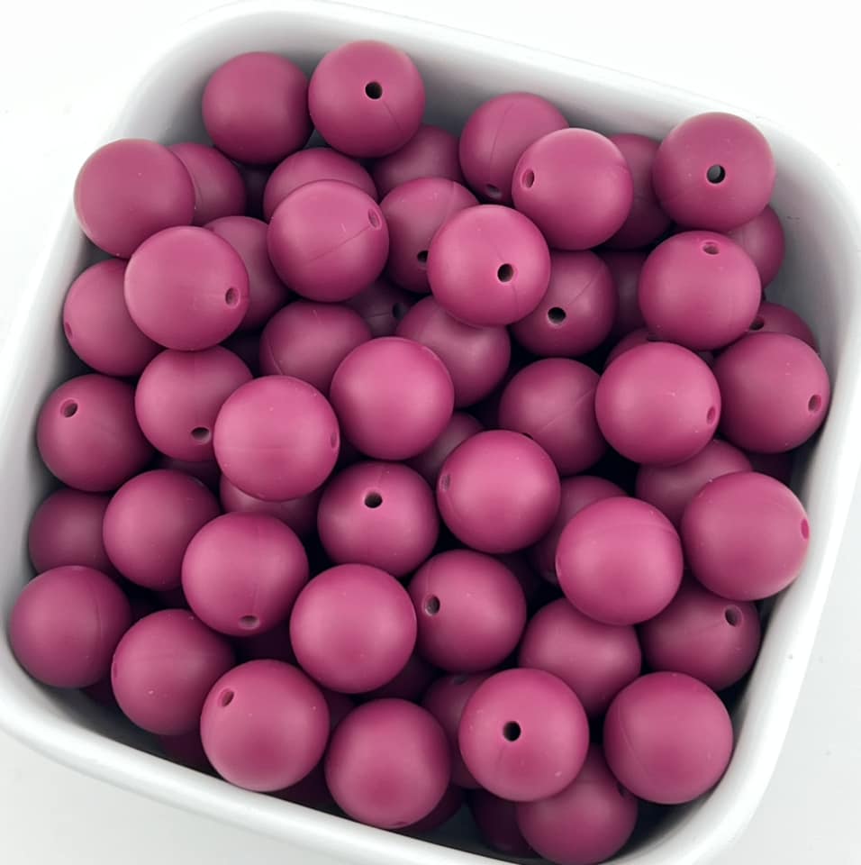 Pack of 100 15mm Merlot Solid Silicone Beads