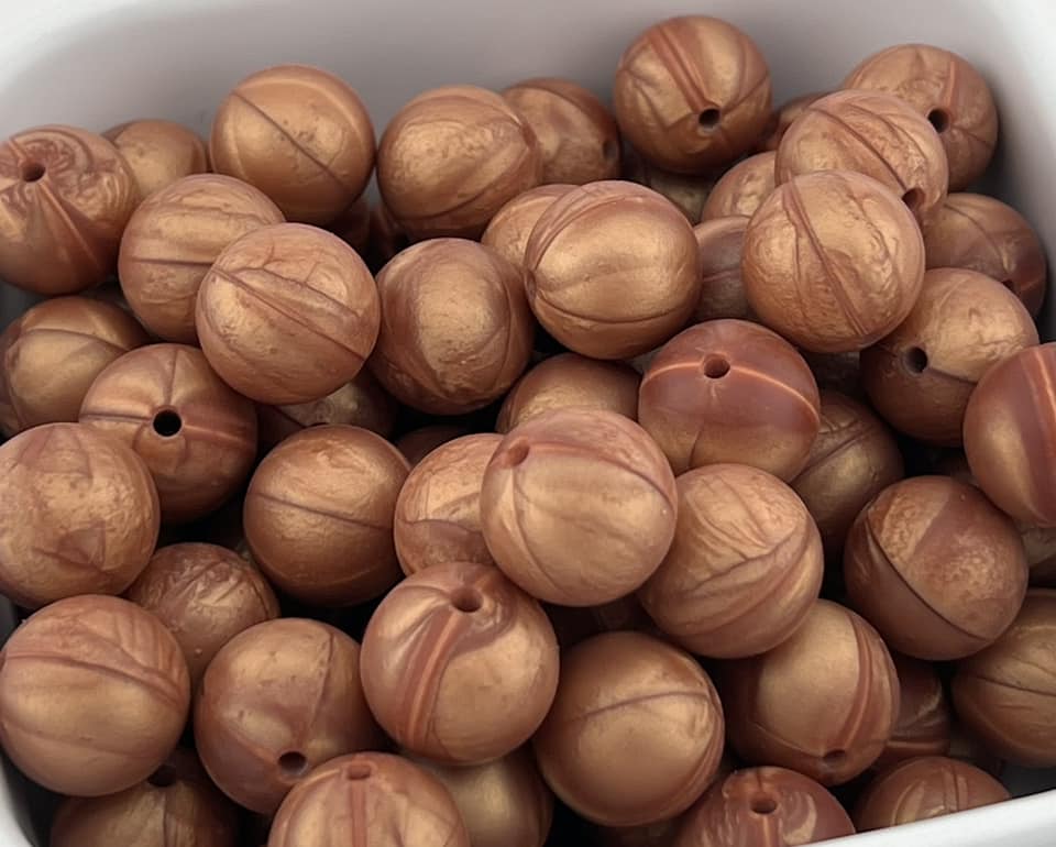 Pack of 100 15mm Copper Pearl Solid Silicone Beads