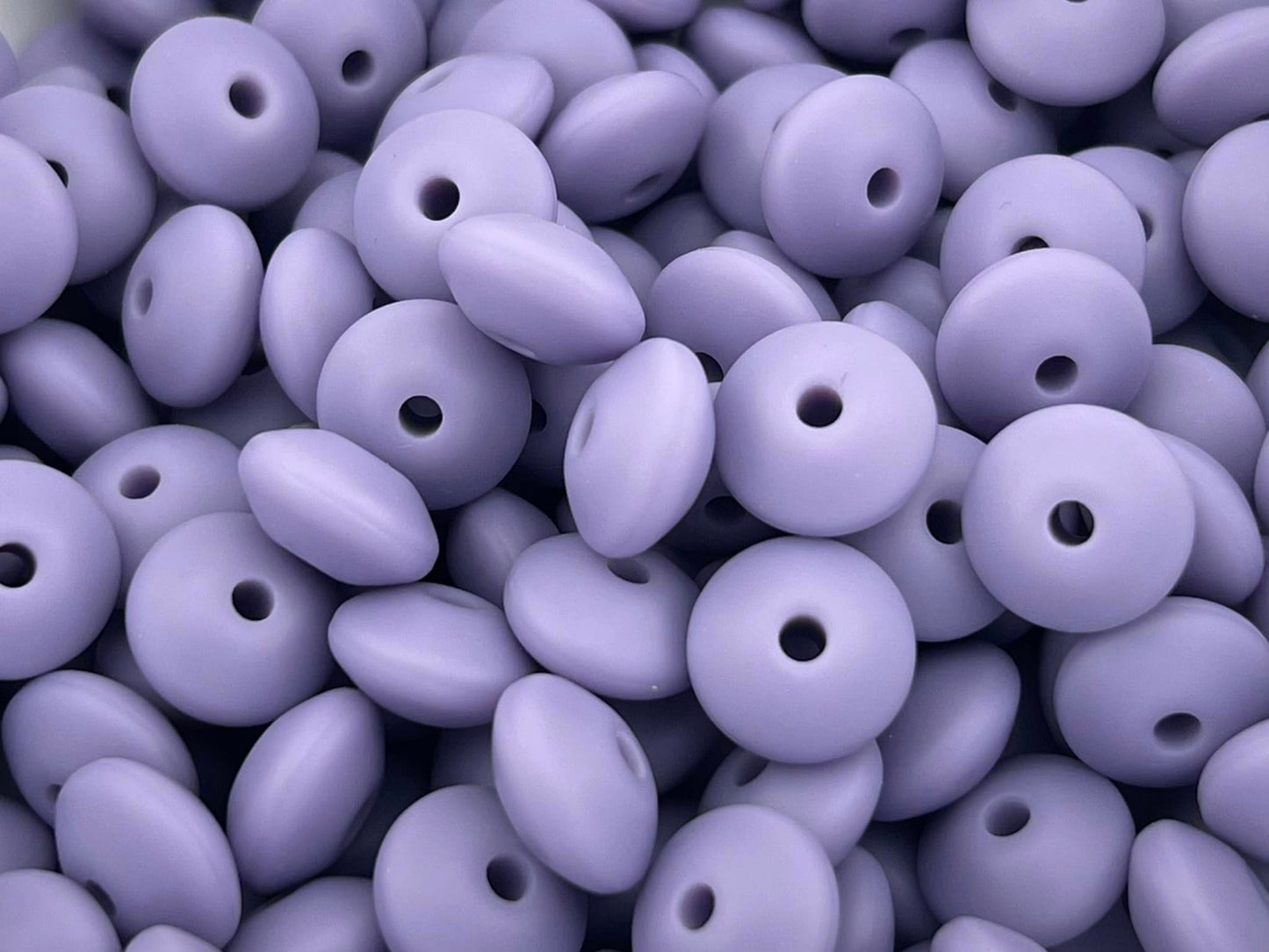 Bag of 100 12mm Lavender Solid Silicone Lentil Beads