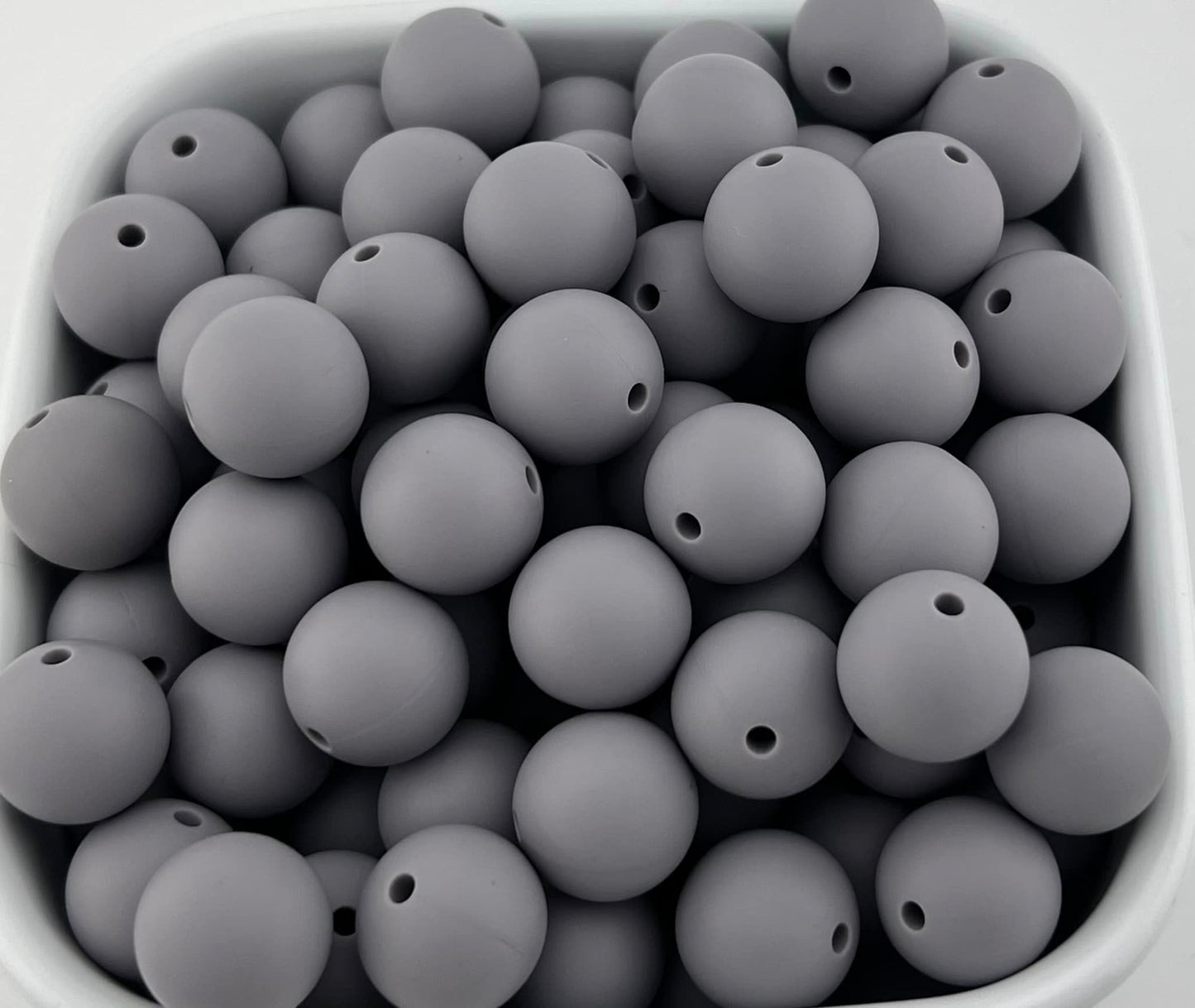 Pack of 100 15mm Twilight Grey Solid Silicone Beads