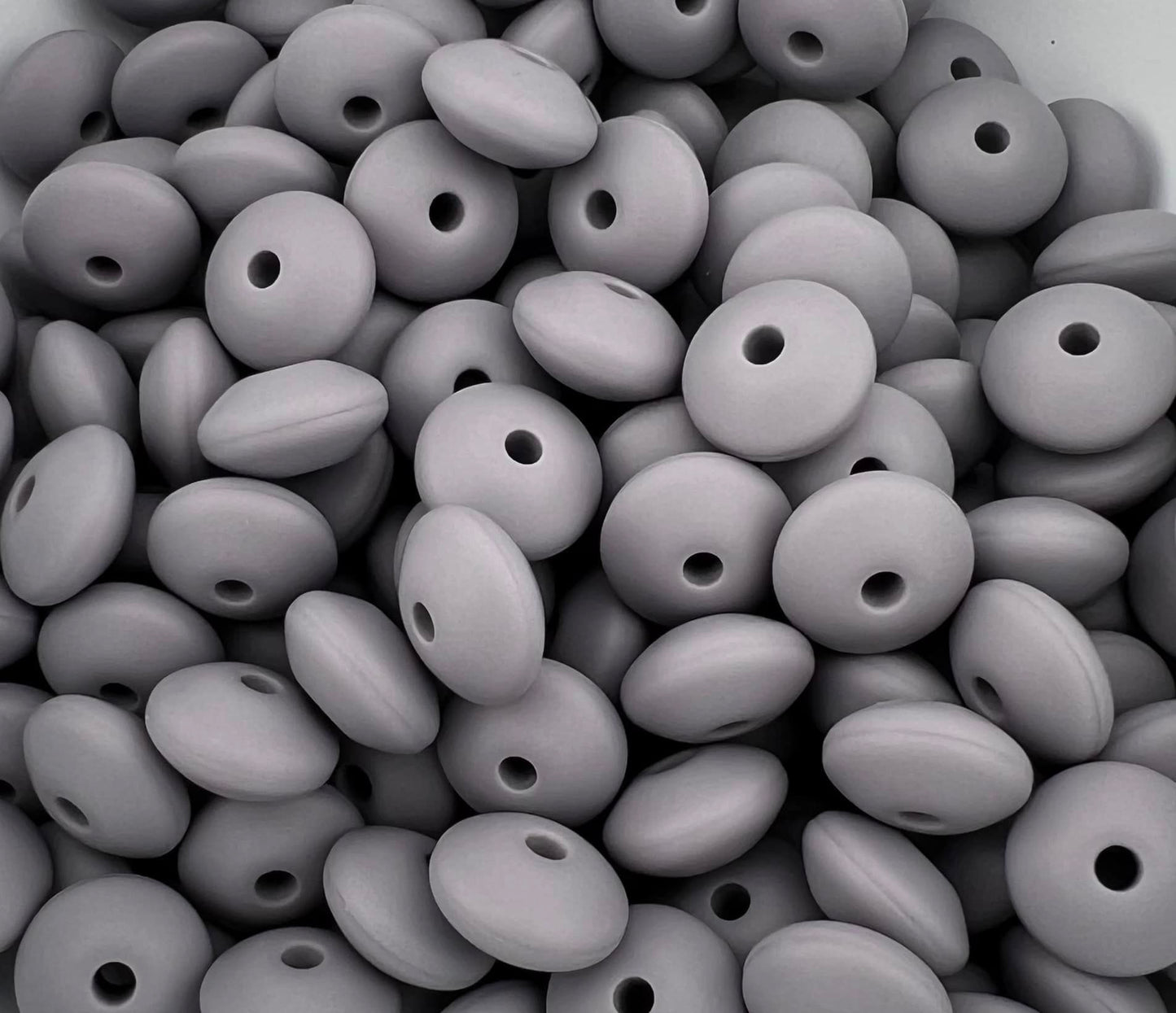 Bag of 100 12mm Twilight Grey Solid Silicone Lentil Beads