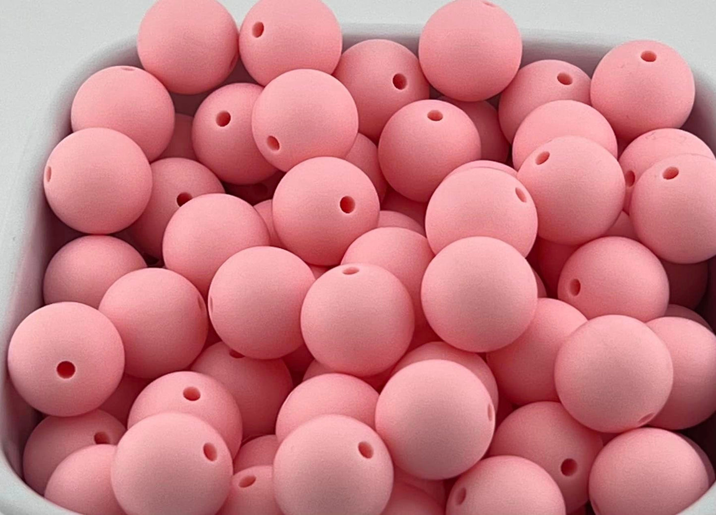 Pack of 100 15mm Rose Quartz Solid Silicone Beads