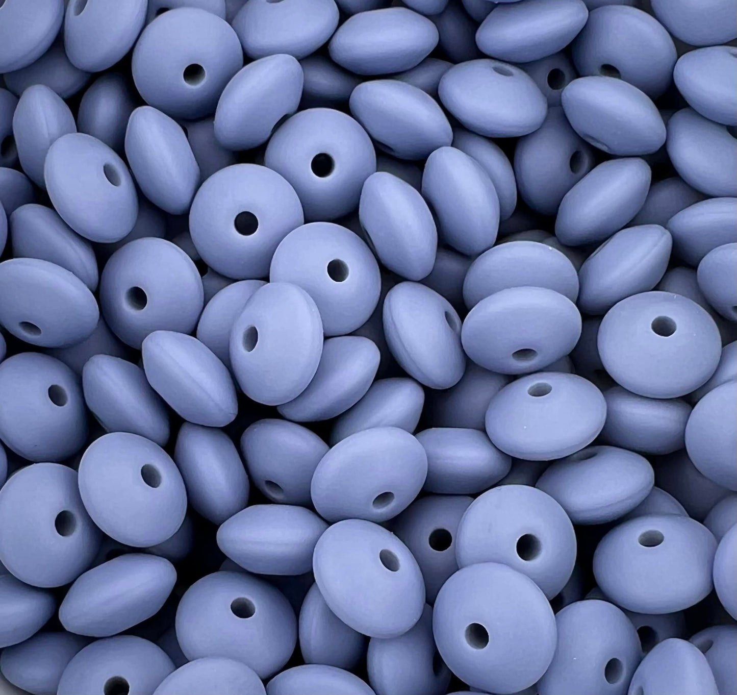 Bag of 100 12mm French Periwinkle Solid Silicone Lentil Beads