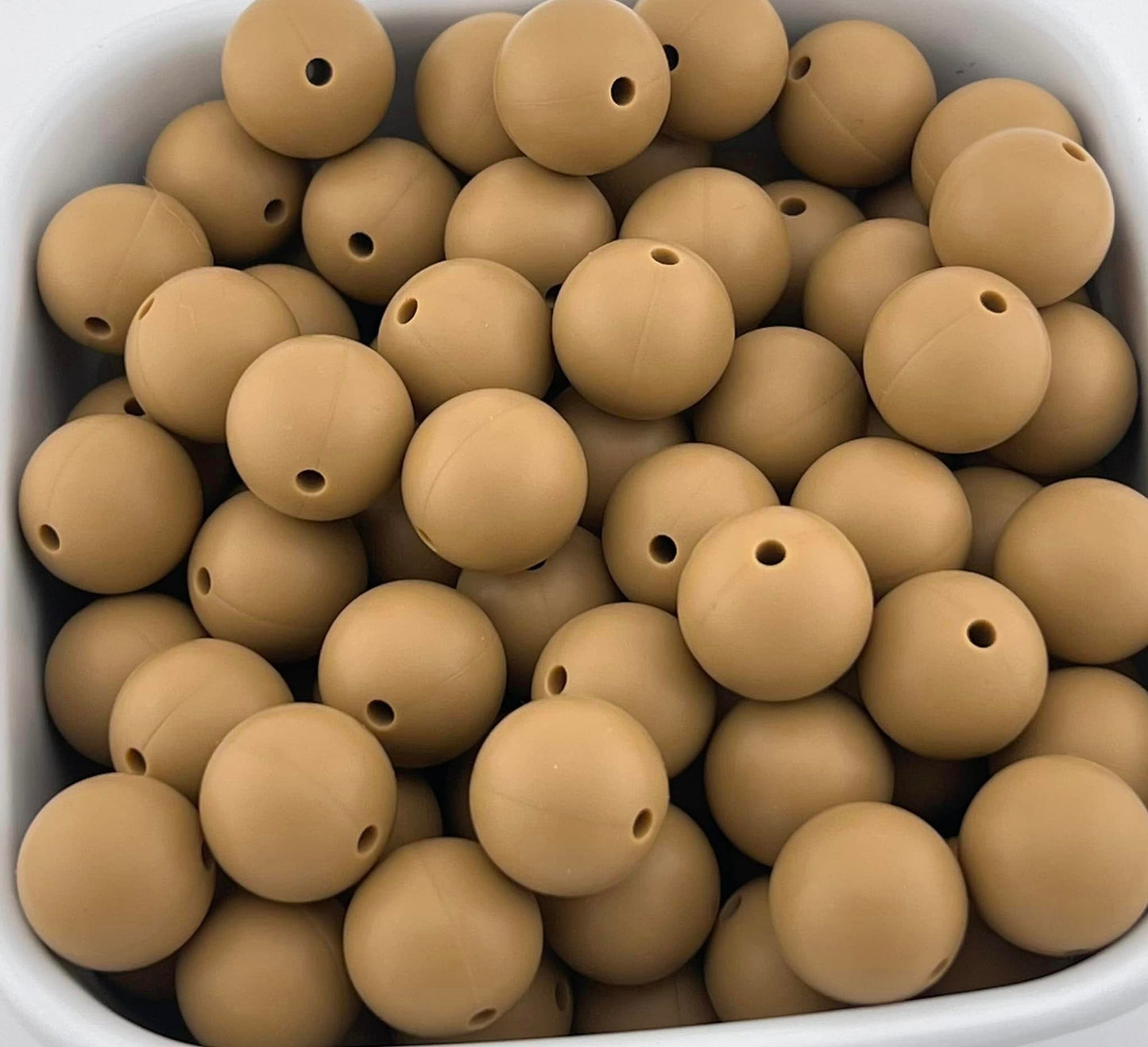 Pack of 100 15mm Peanut Butter Solid Silicone Beads