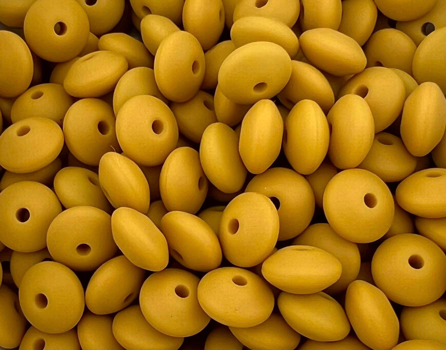 Bag of 100 12mm Mustard Solid Silicone Lentil Beads