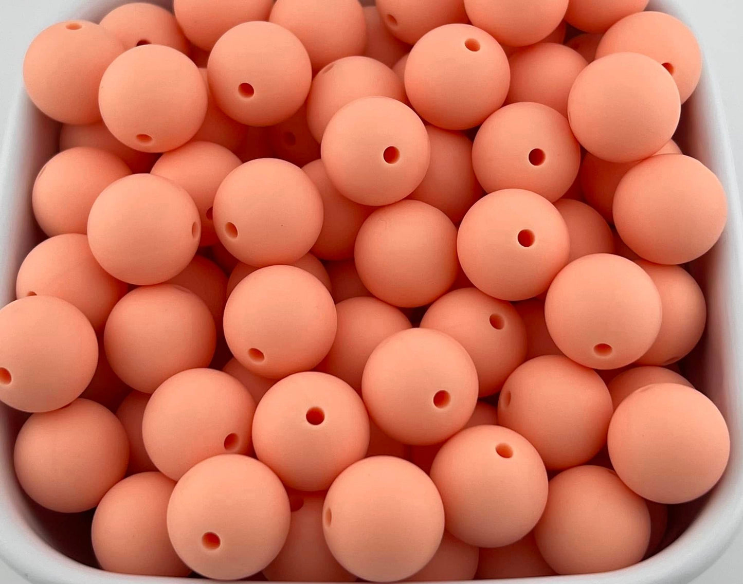 Pack of 100 15mm Peach Sherbert Solid Silicone Beads