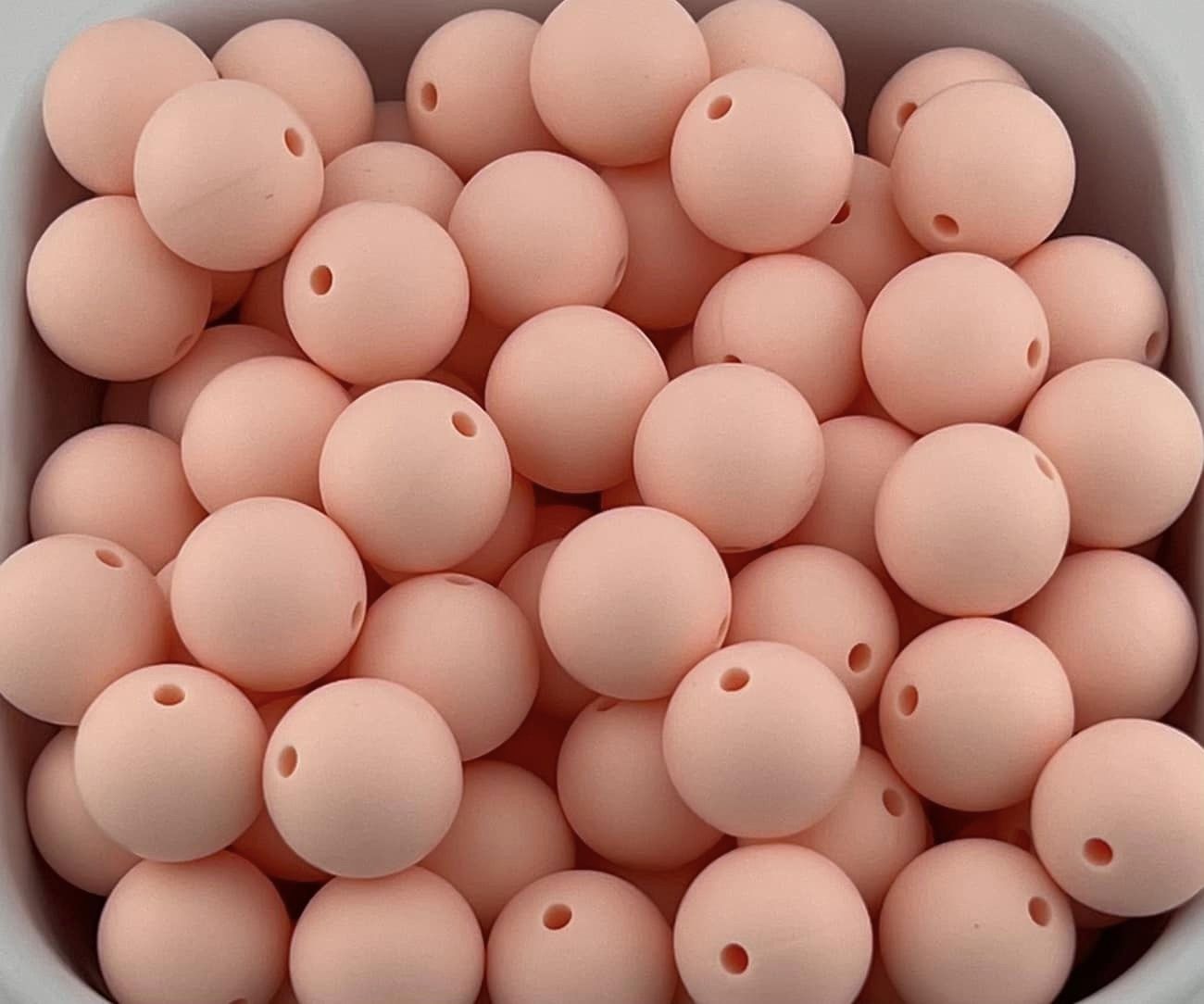 Pack of 100 15mm Light Pink Solid Silicone Beads