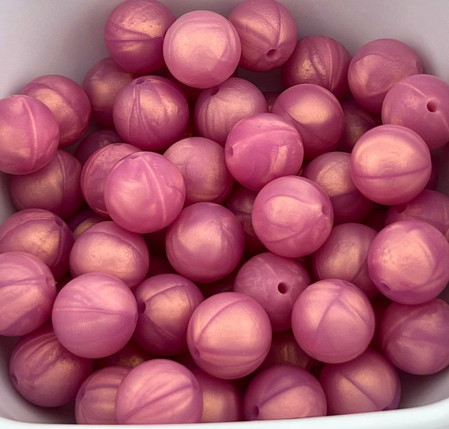 Pack of 100 15mm Rose Gold Pearl Solid Silicone Beads
