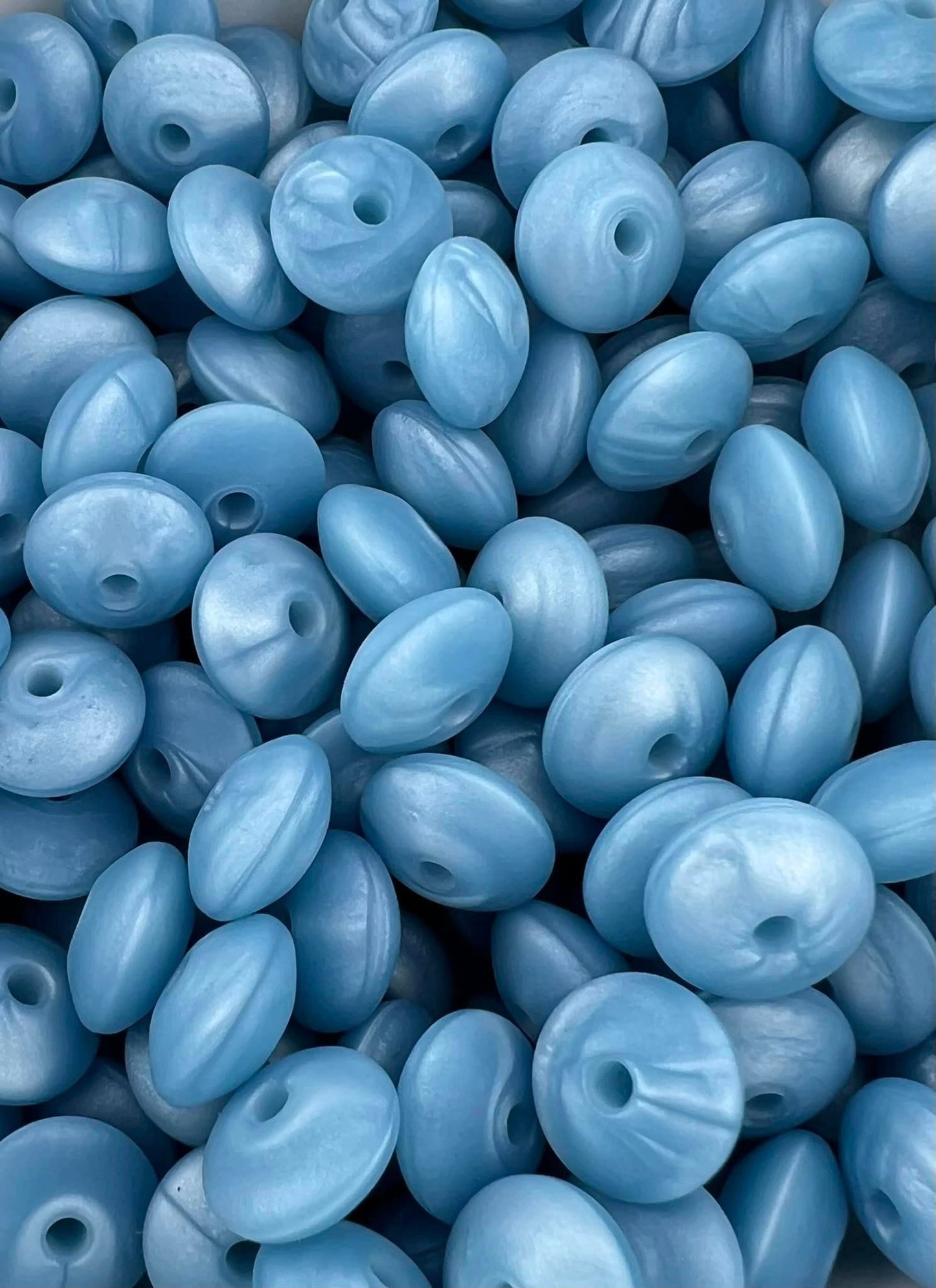Bag of 100 12mm Dark Blue Pearl Solid Silicone Lentil Beads