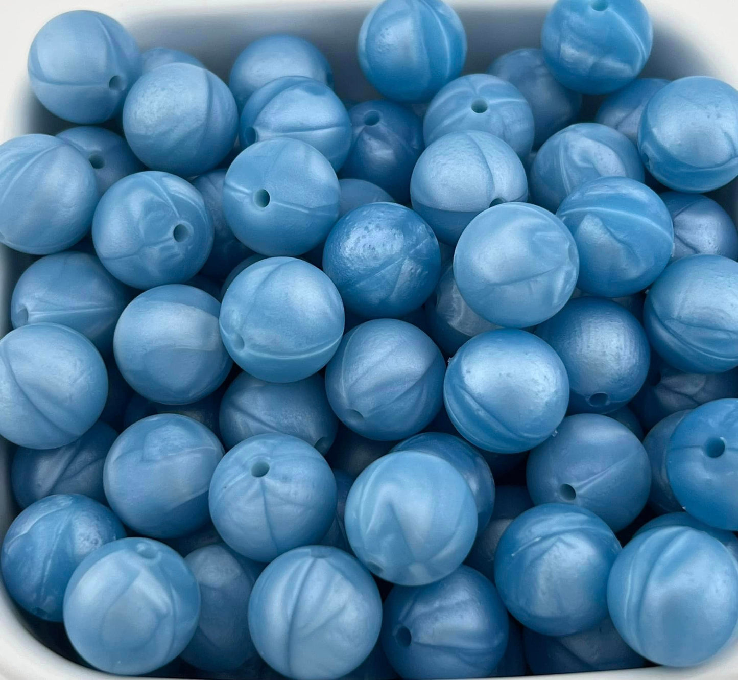 Pack of 100 15mm Dark Blue Pearl Solid Silicone Beads