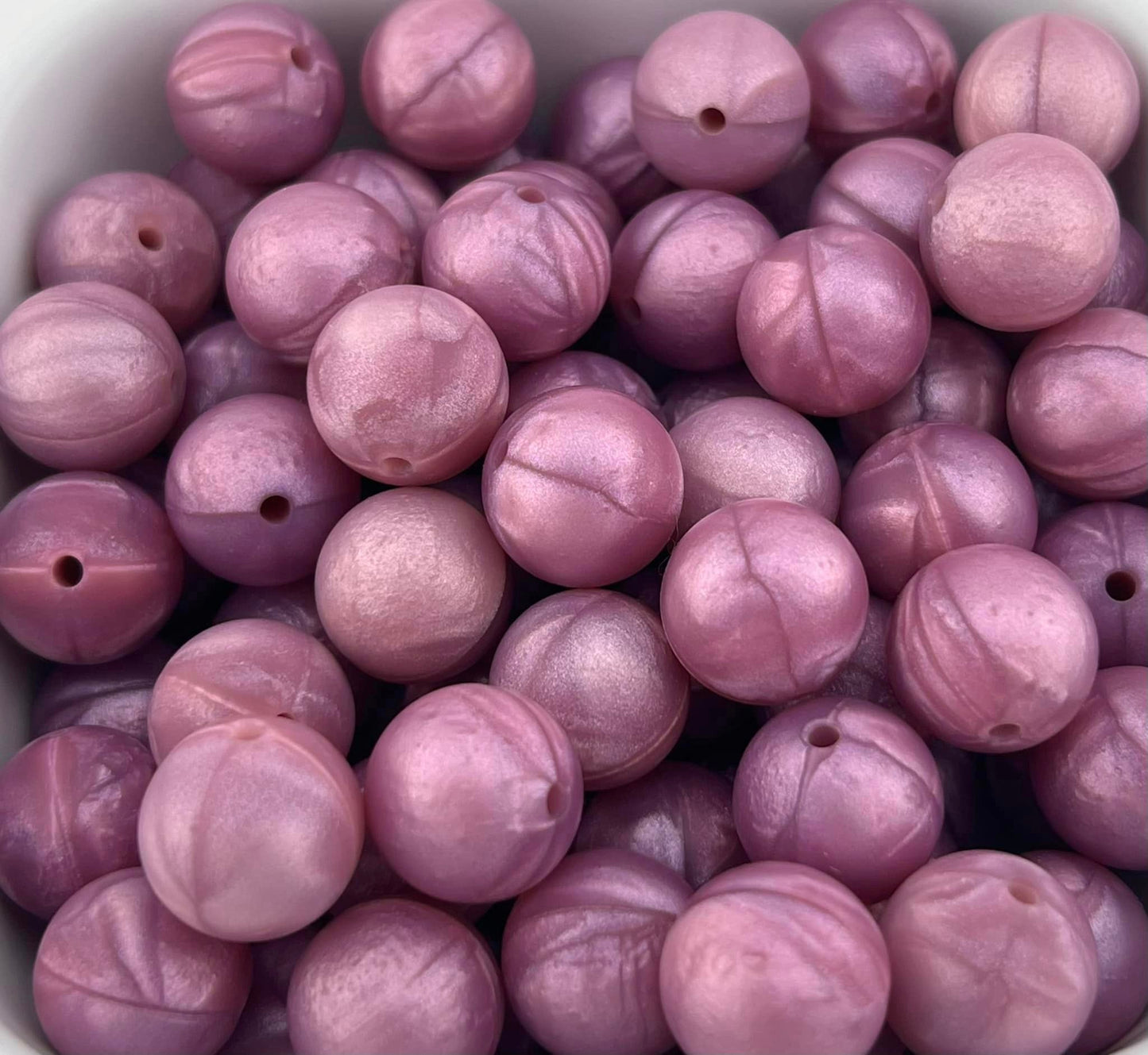 Pack of 100 15mm Purple Pearl Solid Silicone Beads