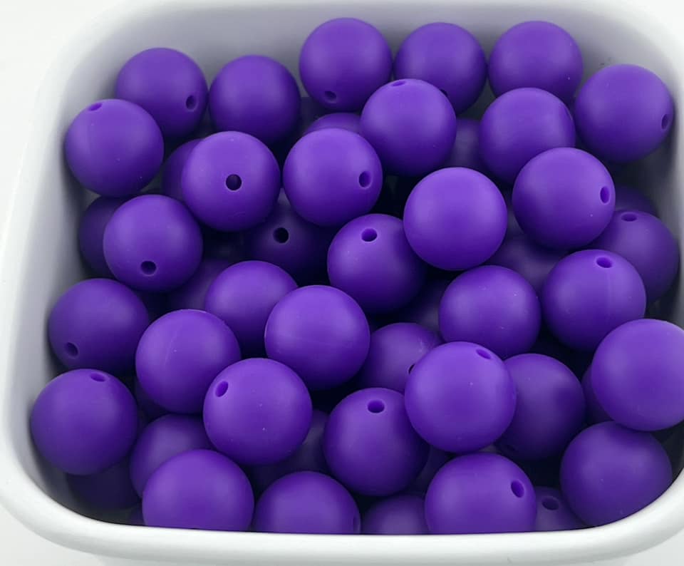 Pack of 70 15mm Deep Purple Solid Silicone Beads