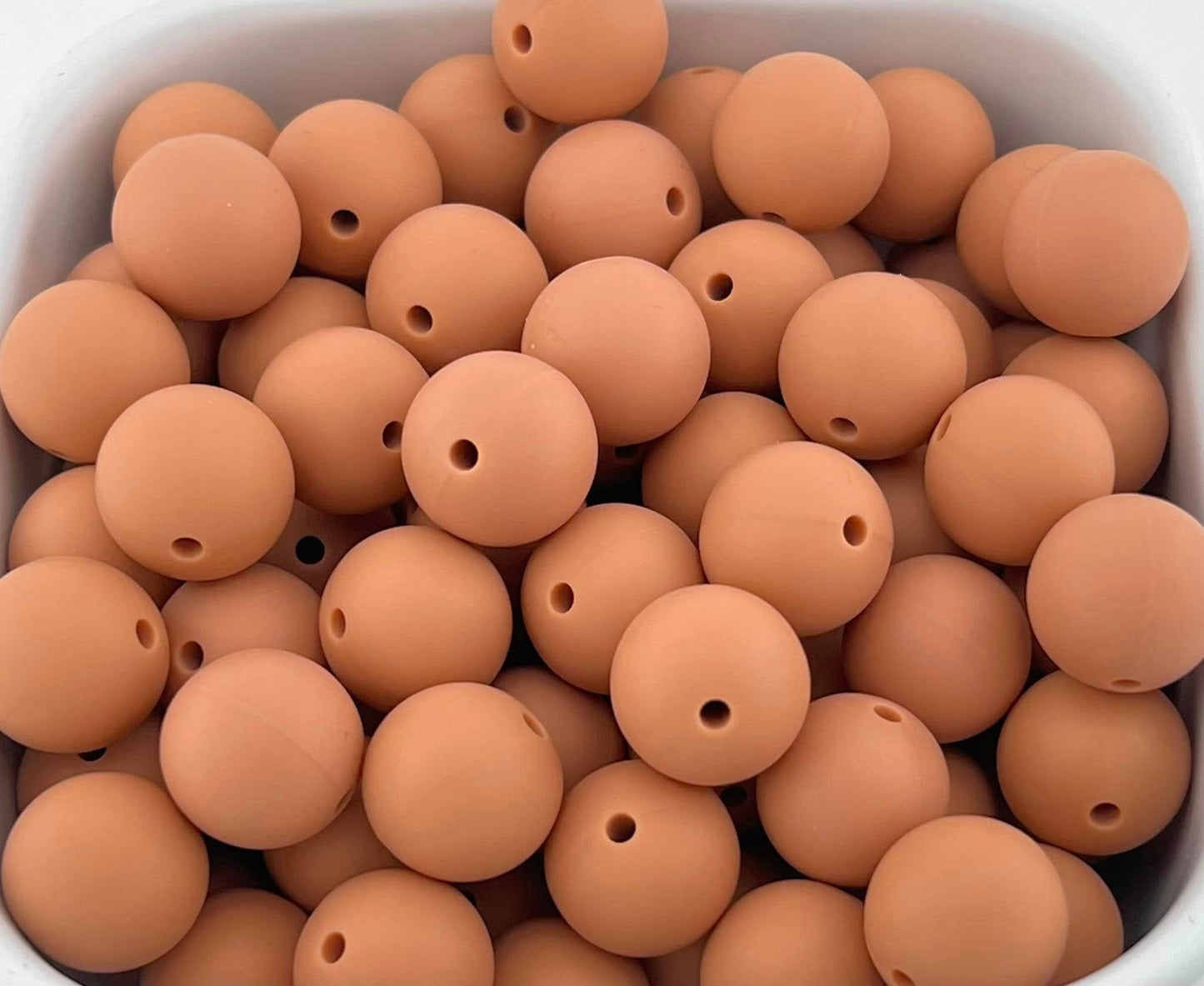 Pack of 100 15mm Dusty Coral Solid Silicone Beads