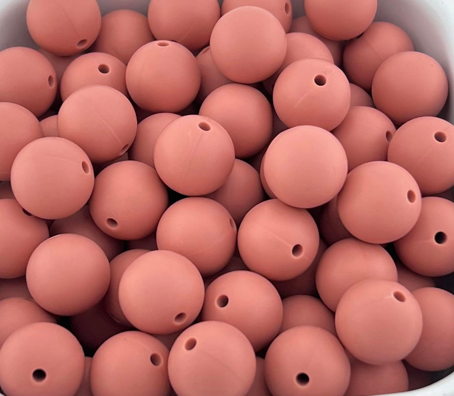 Pack of 100 15mm Dusty Rose Solid Silicone Beads
