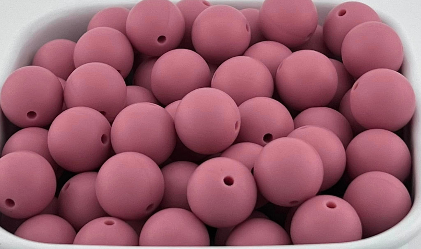 Pack of 100 15mm Blush Solid Silicone Beads
