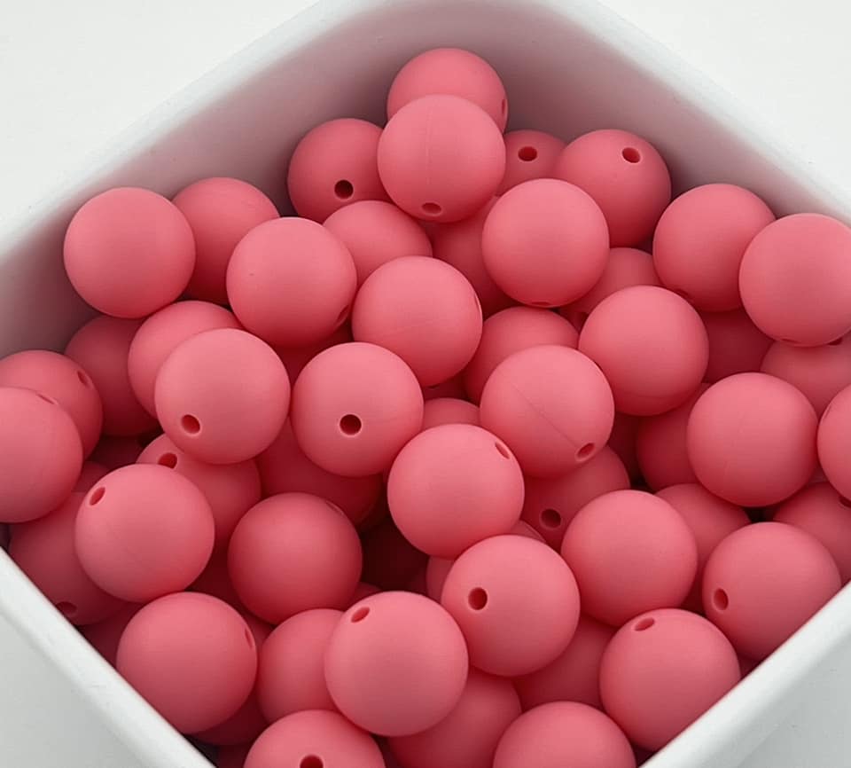 Pack of 100 15mm Strawberry Lemonade Solid Silicone Beads