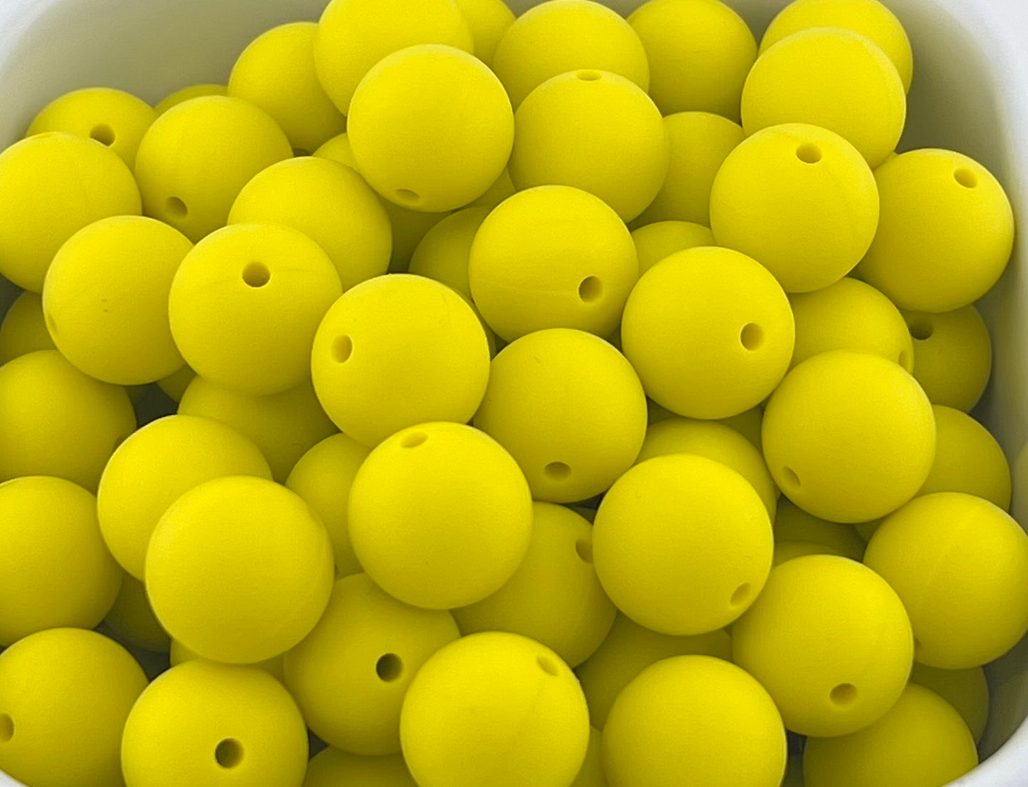 Pack of 60 15mm Happy Yellow Solid Silicone Beads