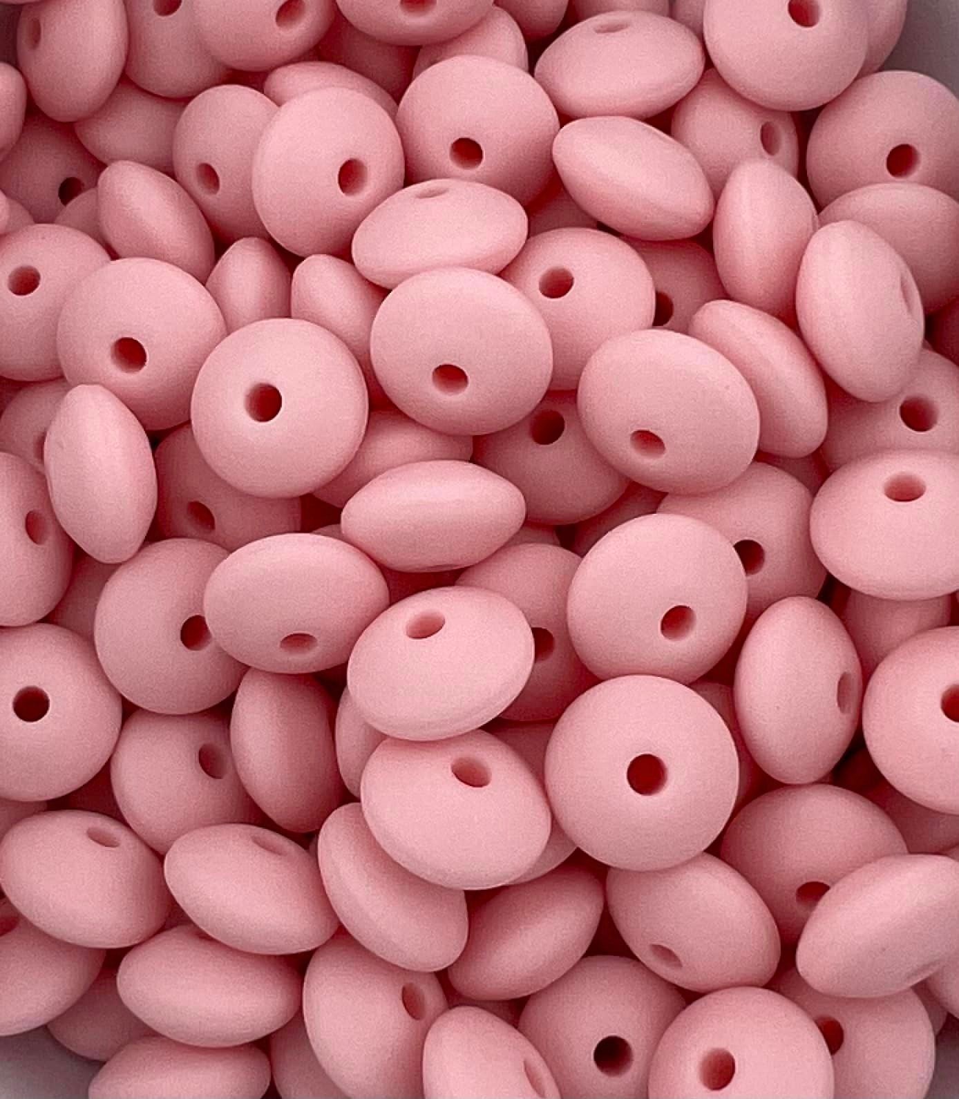 Bag of 100 12mm Quartz Solid Silicone Lentil Beads