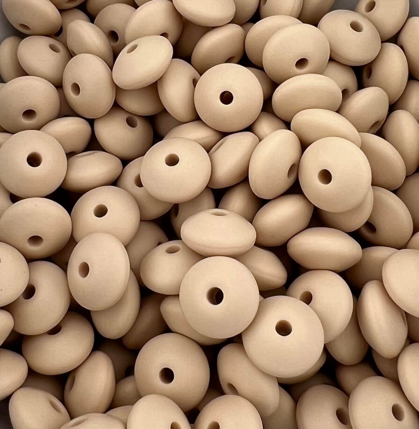 Bag of 100 12mm Navajo White Solid Silicone Lentil Beads