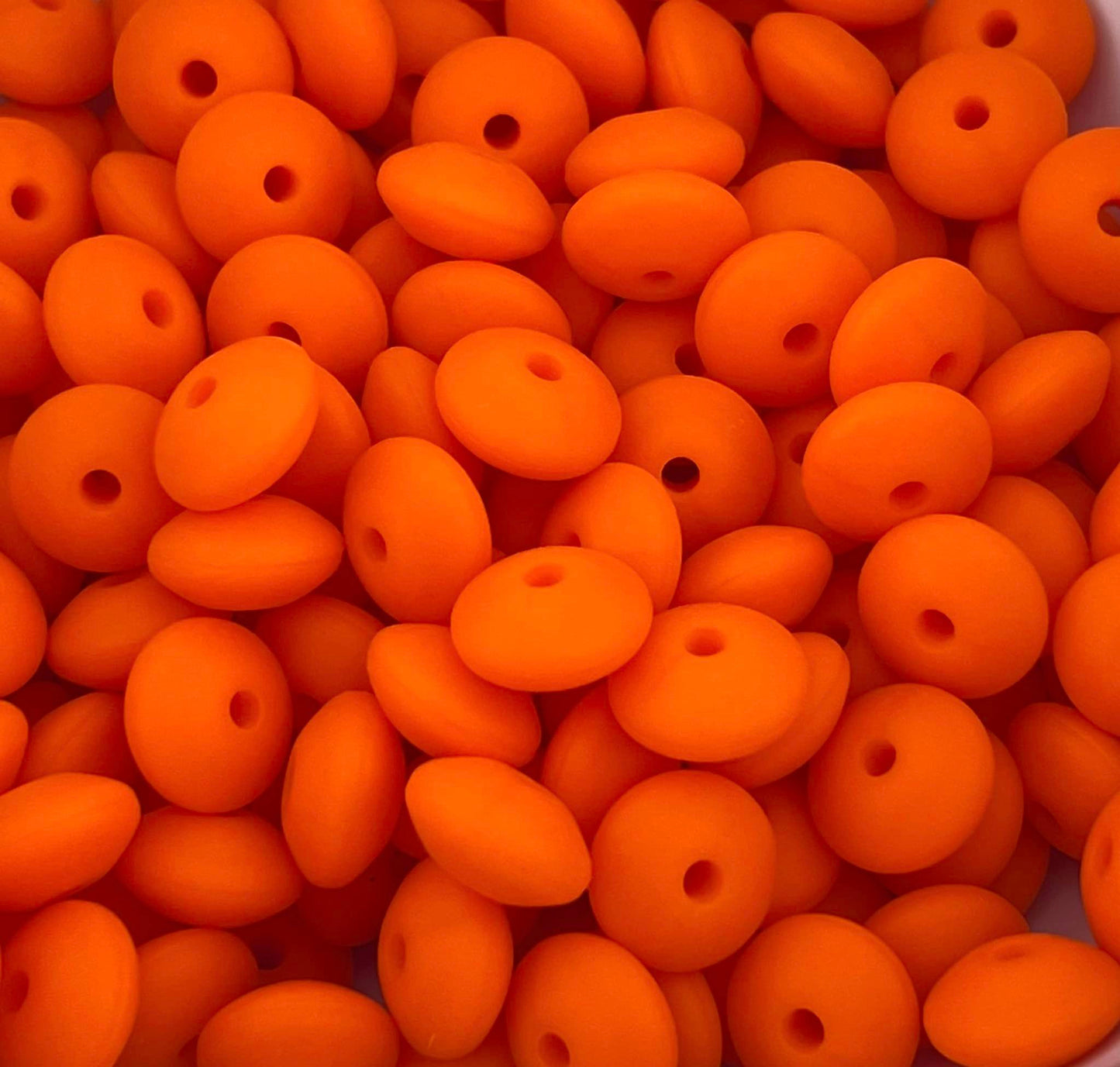 Bag of 100 12mm Traffic Orange Solid Silicone Lentil Beads