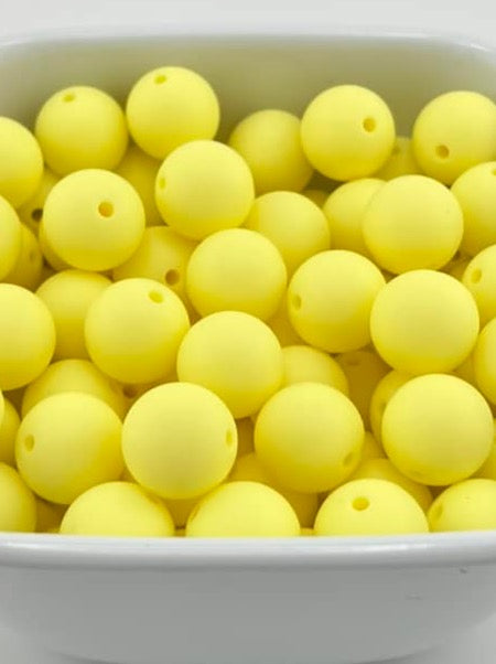 Pack of 60 15mm Baby Yellow Solid Silicone Beads