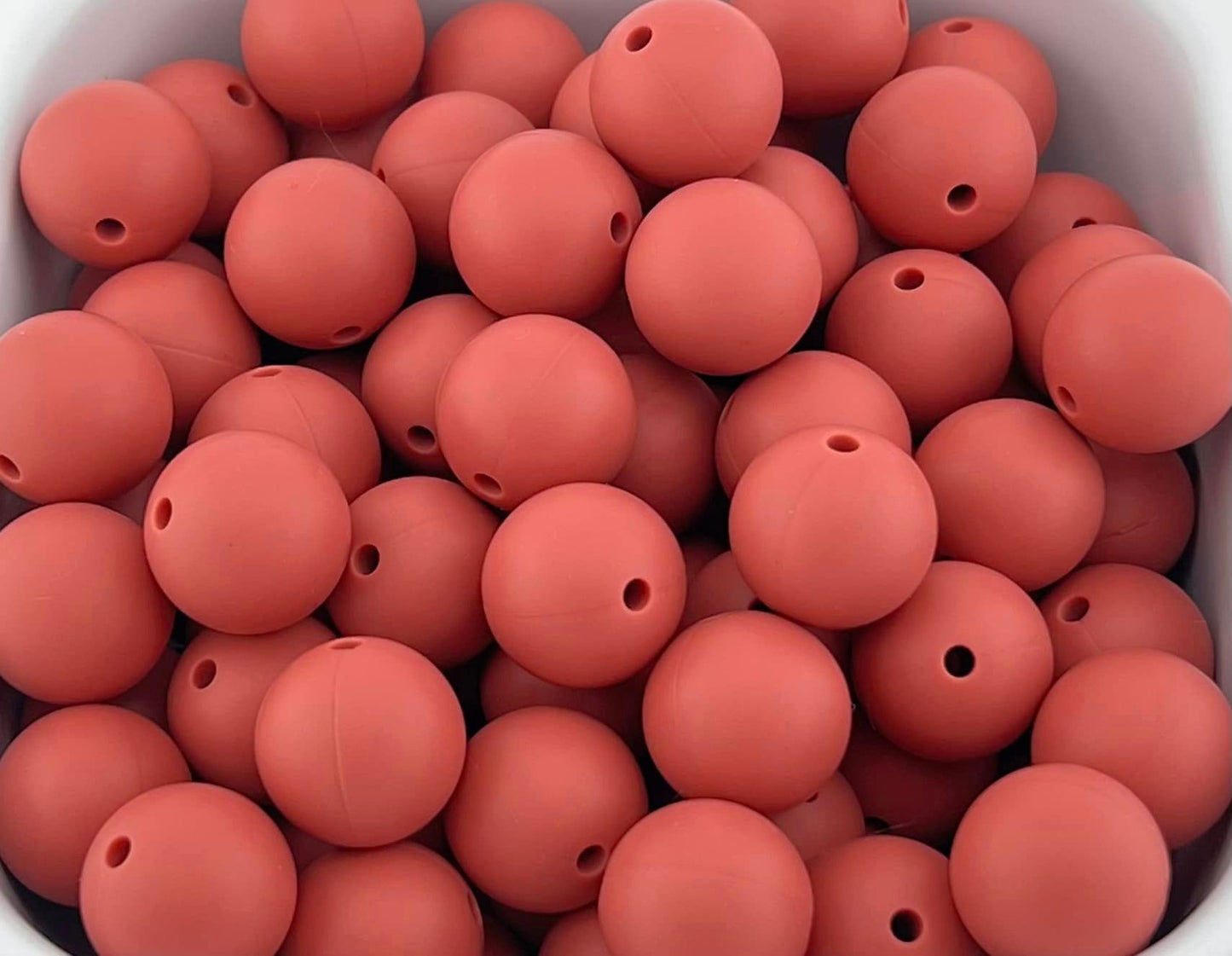 Pack of 100 15mm Dusty Terracotta Solid Silicone Beads
