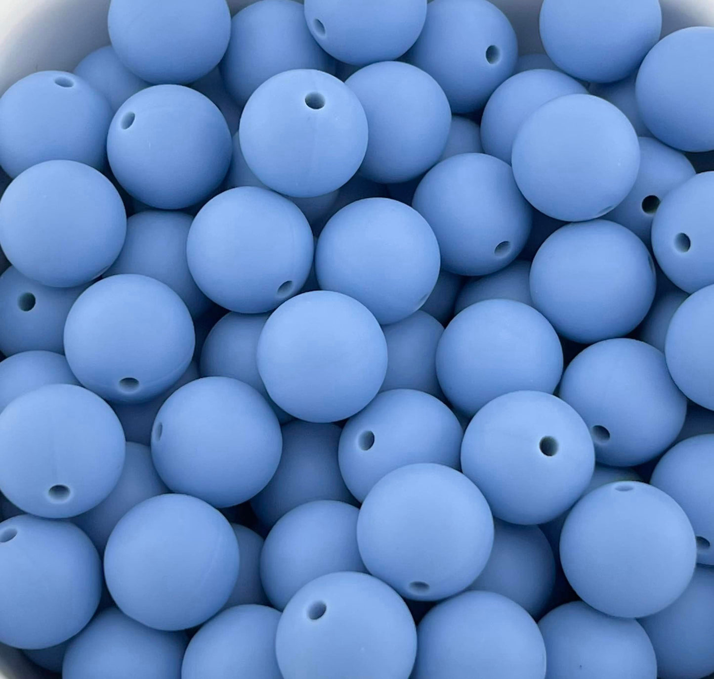Pack of 100 15mm Arctic Blue Solid Silicone Beads