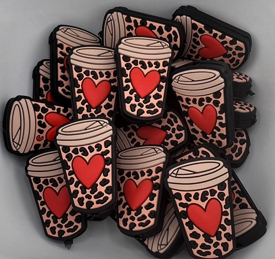 Leopard Heart to go Coffee cup Focals (2 colors)