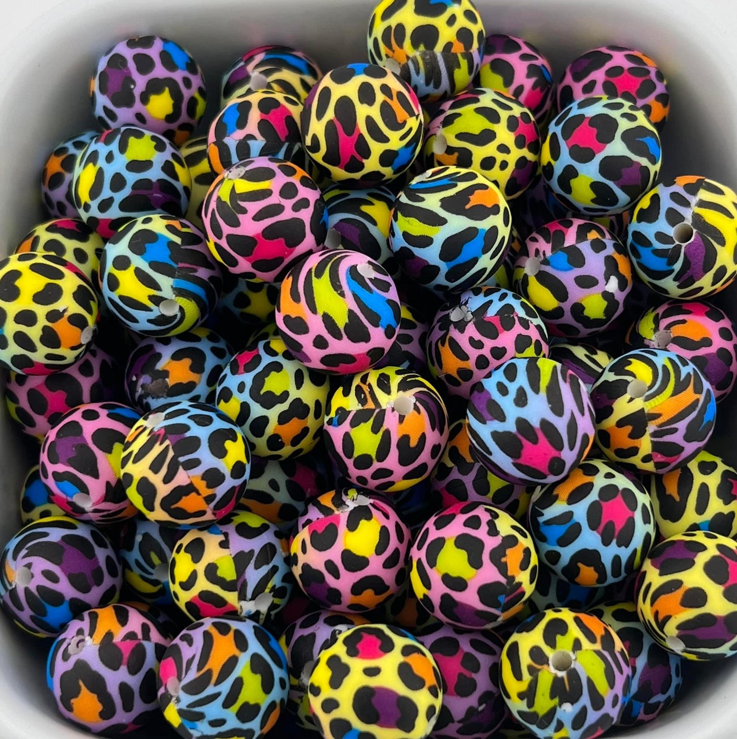 Pack of 100 15MM Colorful Leopard beads
