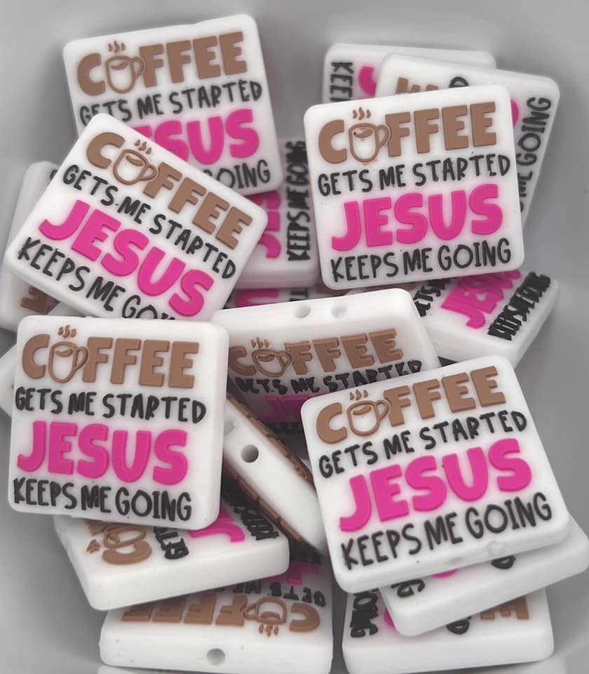 Coffee Gets me Started Jesus keeps me going focal (2 colors)