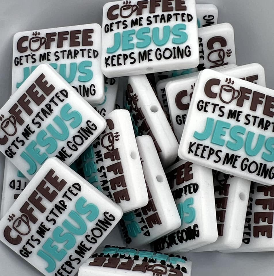 Coffee Gets me Started Jesus keeps me going focal (2 colors)