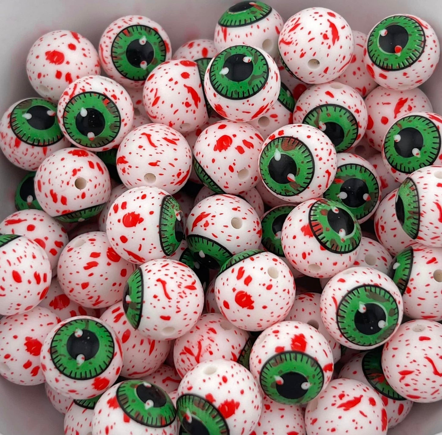 Pack of 30 15MM Eyeball with Splatter beads