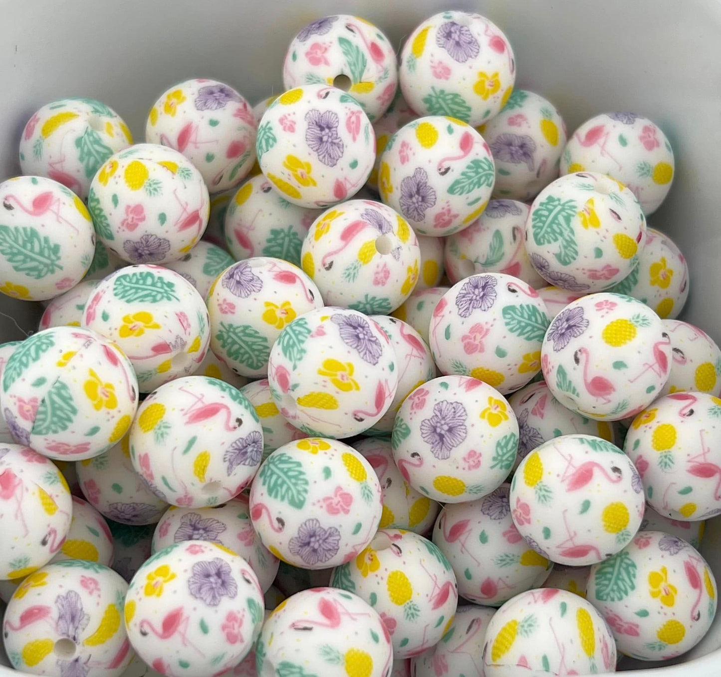 Pack of 30 15MM Flamingo Paradise beads