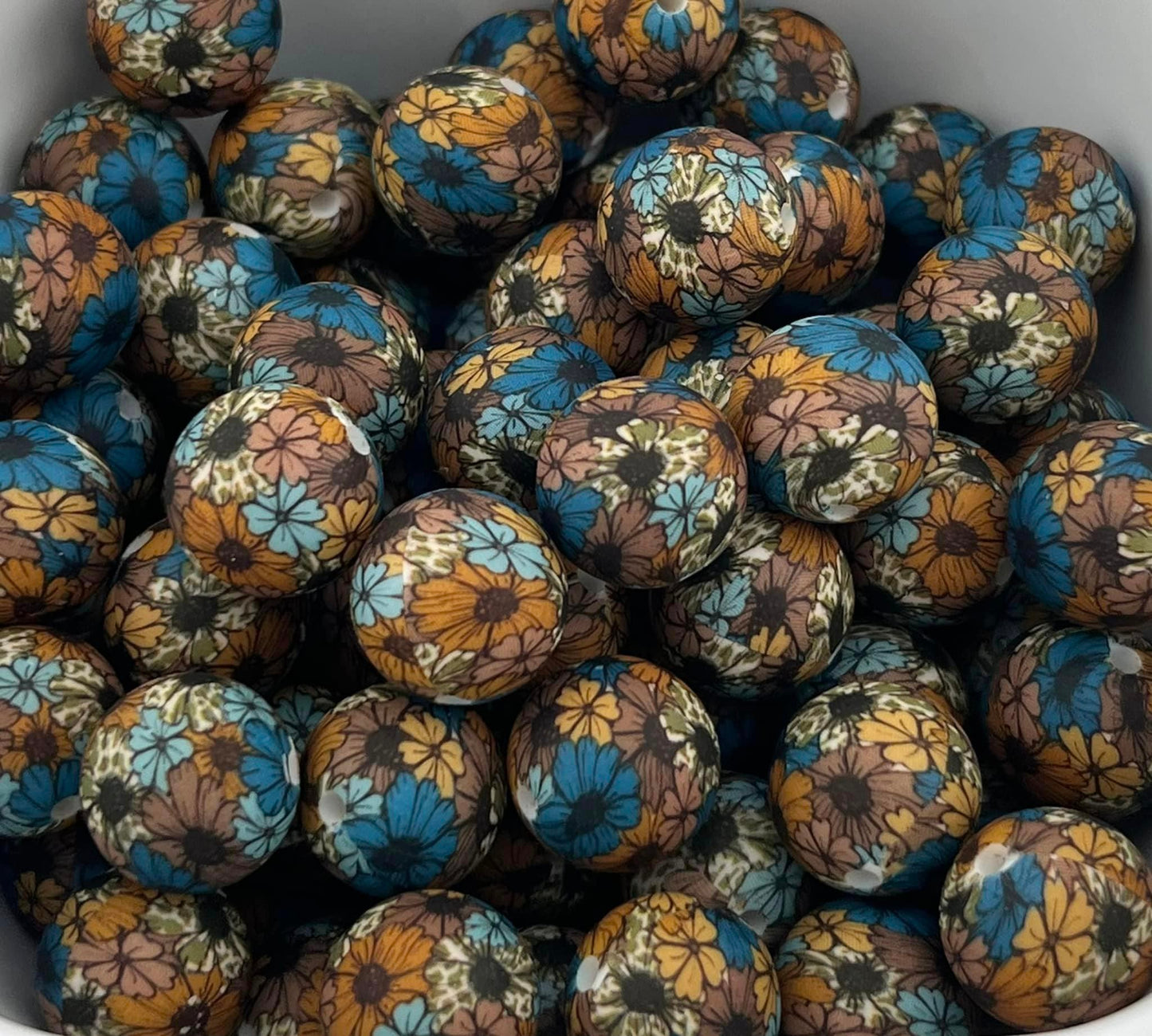 Pack of 100 15MM Leopard Floral beads